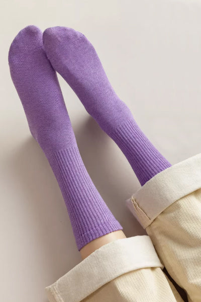 Women's Crew Socks Long Staple Cotton 4 Pairs Solid Color