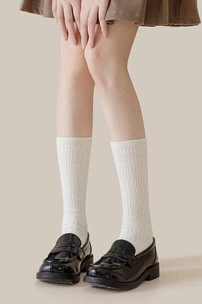 Women's Crew Socks - Premium Long Staple Cotton 4 Pairs Pack | Solid Color