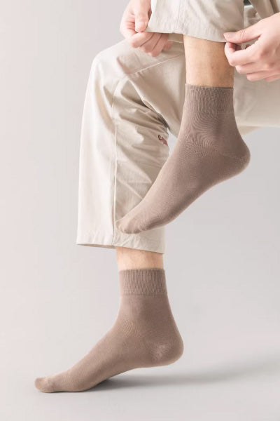 Men's Crew Socks Long Staple Cotton 5 Pairs Solid Color