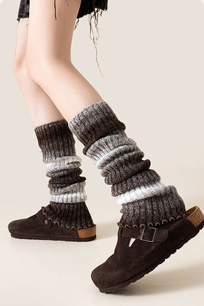 Women's Chunky Knit Patterned Leg Warmers, Trendy Colorful Thick Warm Adjustable Position Socks