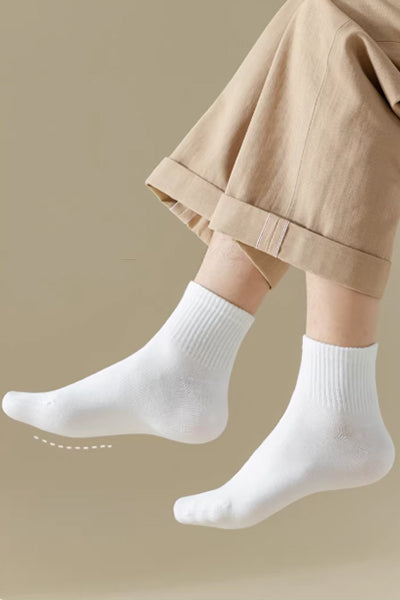 Men's Ankle Socks Long Staple Cotton 5 Pairs Solid Color