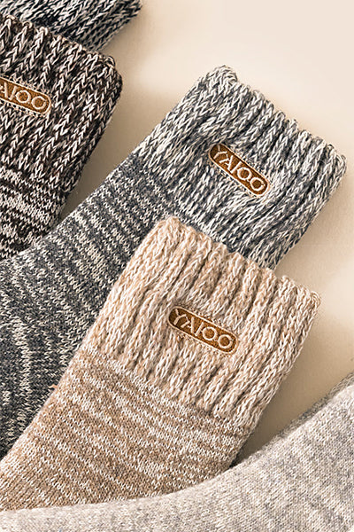 Men's Extra Thick Wool Crew Socks - Marled Thermal Winter Socks 3 Pack