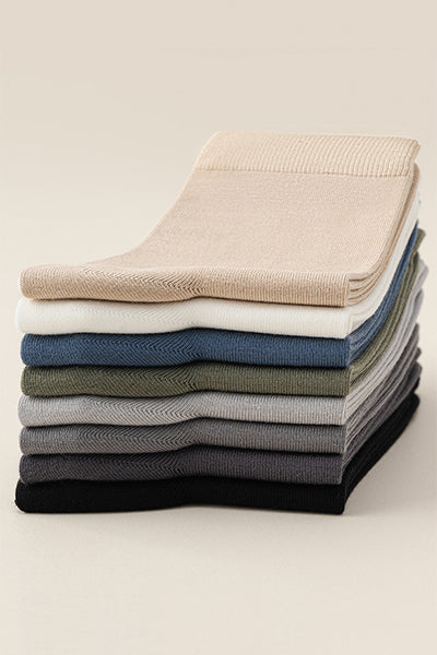 Men's 100% Cotton Crew Socks - Soft Breathable Solid Color 5 Pack