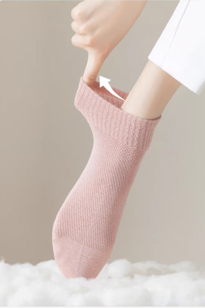 Women's Ankle Socks Long Staple Cotton 5 Pairs Solid Color