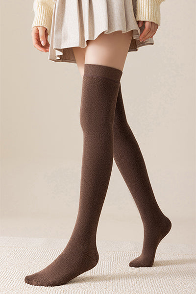 Women's Extra Thick Terry Lined Over-the-Knee Socks - Thermal Solid Color Winter Socks 2 Pack