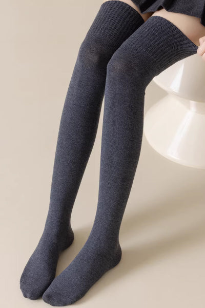 Women's Over-the-Knee Socks Wool 2 Pairs Solid Color