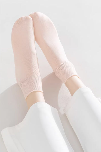 Women's Ankle Socks Long Staple Cotton 5 Pairs Solid Color