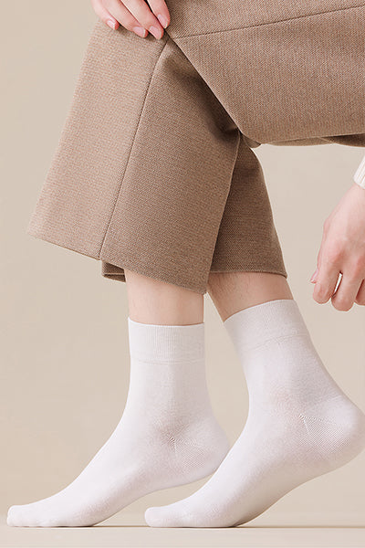 Men's Crew Socks - Premium Long Staple Cotton 5 Pairs Pack | Solid Color