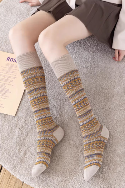 Women's Calf Socks Long Staple Cotton 2 Pairs Retro