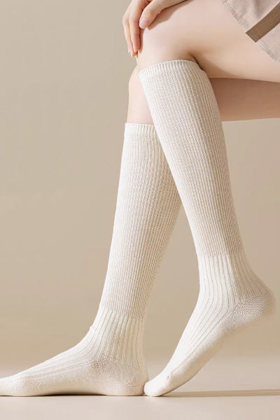 Women's Calf Socks Wool 2 Pairs Solid Color