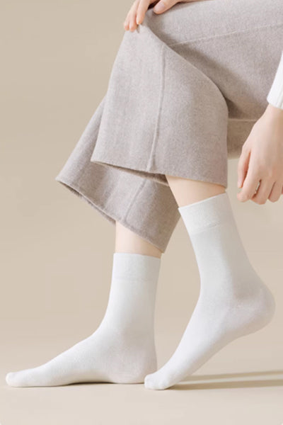 Women's Crew Socks - Premium Long Staple Cotton 5 Pairs Pack | Solid Color