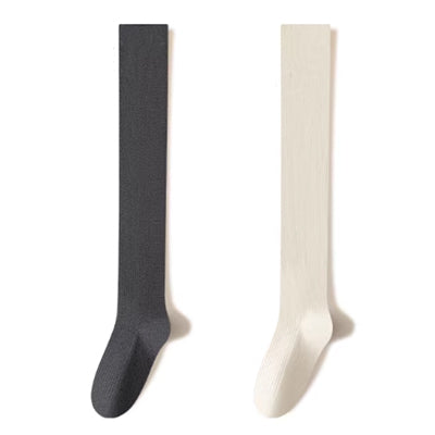 Women's Calf Socks Wool 2 Pairs Solid Color