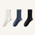 Men's Crew Socks Long Staple Cotton Winter Extra Thick Terry Lined 3 Pairs Thermal Solid Color