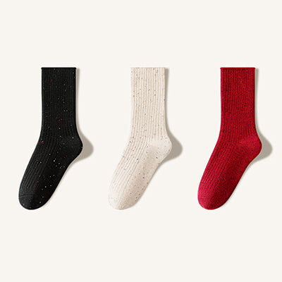 Women's Crew Socks Winter Wool 3 Pairs Patterned Knit Thermal