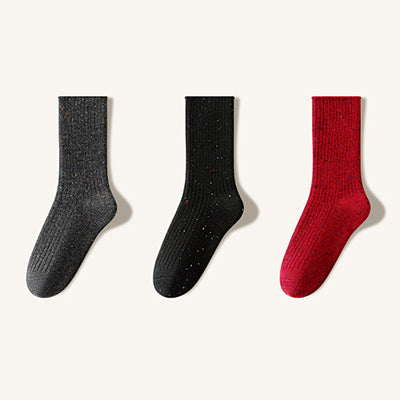 Women's Crew Socks Winter Wool 3 Pairs Patterned Knit Thermal