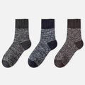Men's Crew Socks Long Staple Cotton Thick Terry 3 Pairs Retro Marled
