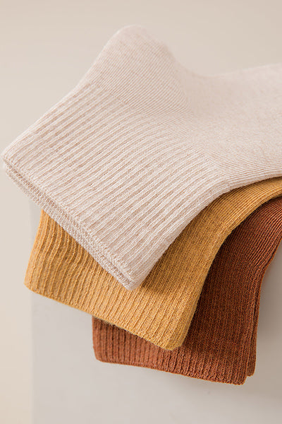 Women's Cotton Crew Socks - Solid Color Winter Socks 5 Pack