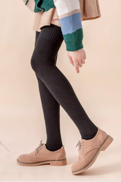 Women's Over-the-Knee Socks Long Staple Cotton Terry Thickened 2 Pairs Solid Color
