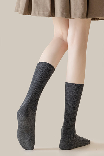 Women's Crew Socks - Premium Long Staple Cotton 4 Pairs Pack | Solid Color