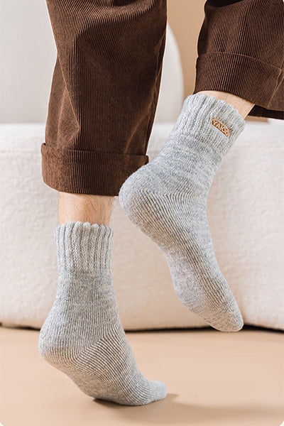 Men's Extra Thick Wool Crew Socks - Marled Thermal Winter Socks 3 Pack