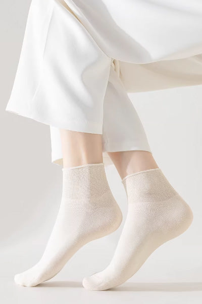 Women's Ankle Socks Long Staple Cotton 5 Pairs Solid Color