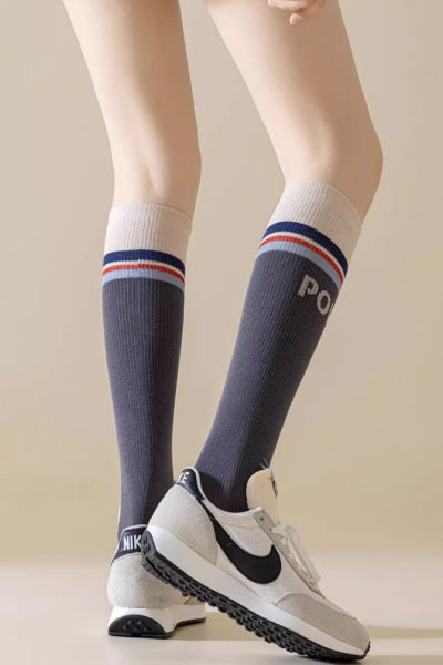 Women's Calf-Length Knee High Sports Yoga Socks Long Staple Cotton 1 Pair Silicone Gripper Sole