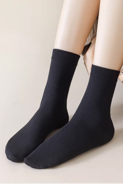 Women's Crew Socks Long Staple Cotton 5 Pairs Solid Color