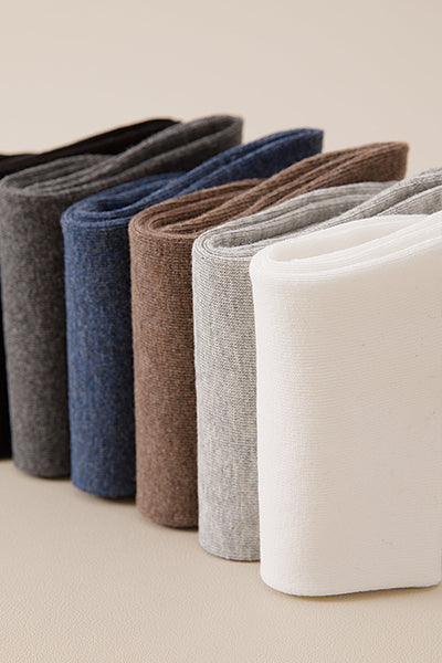 Men's Crew Socks - Premium Long Staple Cotton 5 Pairs Pack | Solid Color