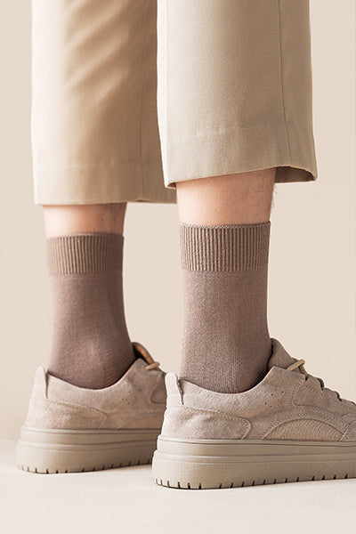 Men's Crew Socks - Premium Long Staple Cotton 5 Pairs Pack | Solid Color