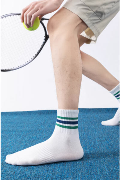 Men's Crew Sports Fitness Socks Long Staple Cotton Striped