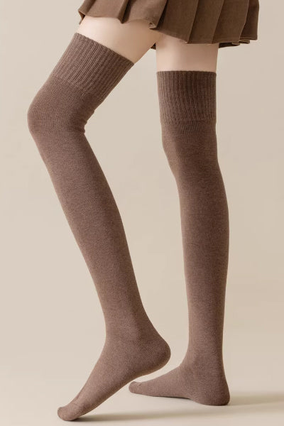 Women's Over-the-Knee Socks Wool 2 Pairs Solid Color