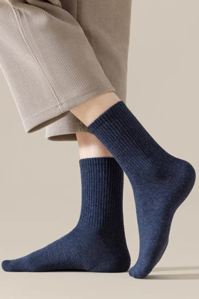 Men's Crew Socks - Premium Long Staple Cotton 5 Pairs Pack | Solid Color