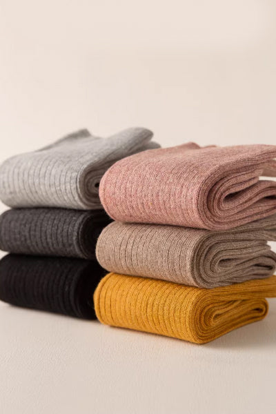 Women's Crew Socks Long Staple Cotton 5 Pairs Solid Color