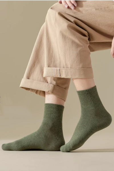 Men's Ankle Socks Long Staple Cotton 5 Pairs Solid Color