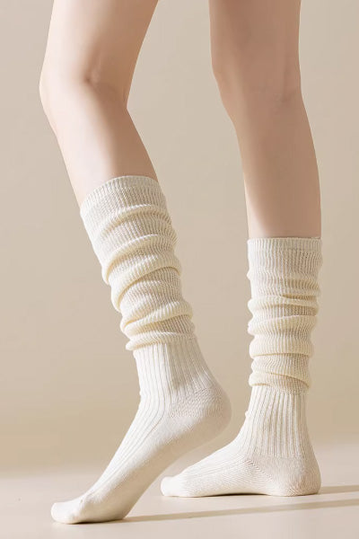 Women's Calf Socks Wool 2 Pairs Solid Color