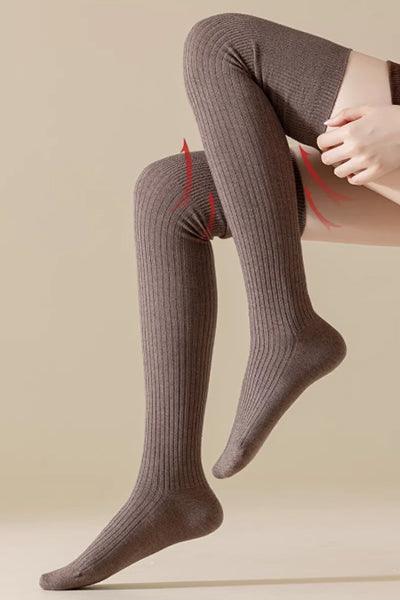 Women's Calf Socks Wool 2 Pairs Solid Color