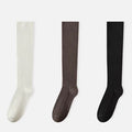 Women's Calf Socks Long Staple Cotton 3 Pairs Solid Color