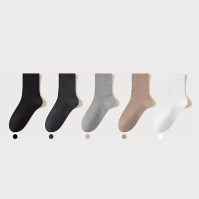 Men's Crew Socks - Premium Long Staple Cotton 5 Pairs Pack | Solid Color