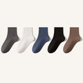 Men's Crew Socks - Premium Long Staple Cotton 5 Pairs Pack | Solid Color