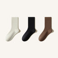 Women's Crew Socks Long Staple Cotton Winter Extra Thick Terry Lined 3 Pairs Thermal Solid Color
