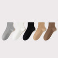 Women's Ankle Socks Long Staple Cotton 5 Pairs Solid Color