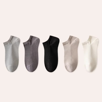 Men's Ankle Socks Long Staple Cotton 5 Pairs Mesh Solid Color