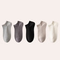 Men's Ankle Socks Long Staple Cotton 5 Pairs Mesh Solid Color