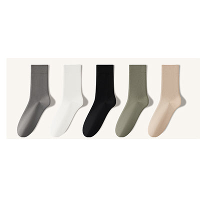 Men's 100% Cotton Crew Socks - Soft Breathable Solid Color 5 Pack