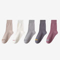 Women's Crew Socks Long Staple Cotton 5 Pairs Color Blocking