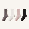 Women's Premium Cotton Crew Socks - Soft Textured Solid Color 5 Pack