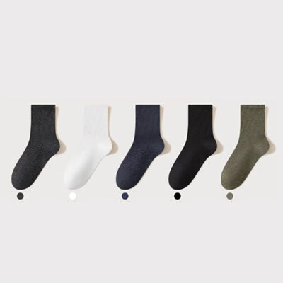 Men's Crew Socks - Premium Long Staple Cotton 5 Pairs Pack | Solid Color