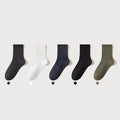 Men's Crew Socks - Premium Long Staple Cotton 5 Pairs Pack | Solid Color