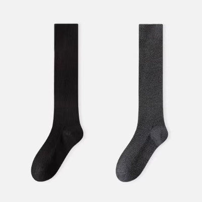 Women's Calf Socks - Premium Long Staple Cotton 2 Pairs Pack | Solid Color