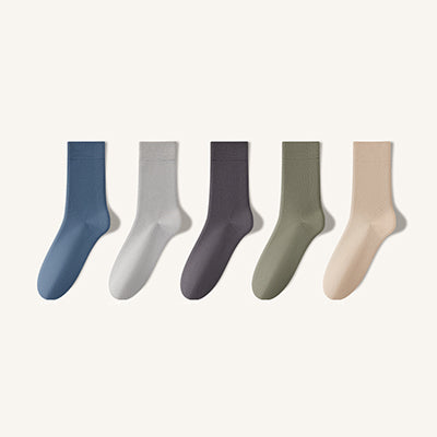 Men's 100% Cotton Crew Socks - Soft Breathable Solid Color 5 Pack